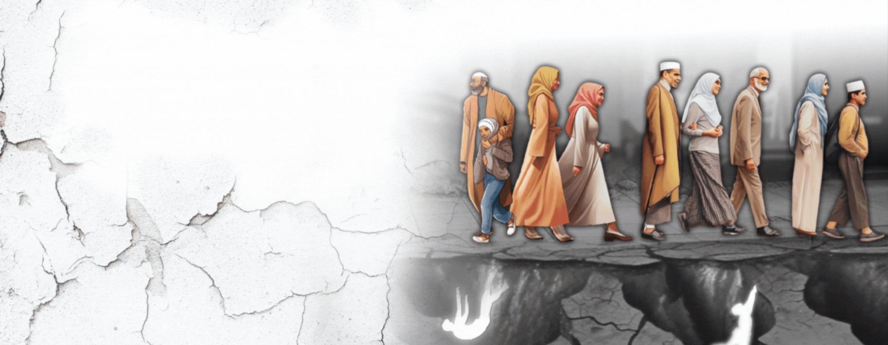 Animation of people struggling